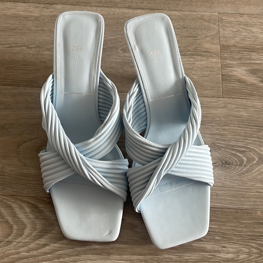 Zara Light Blue Slide Heel Size 42